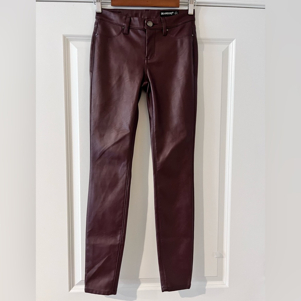 New Blank NYC Revolve Faux Vegan Leather Oxblood Red Skinny Pants Women’s 25 - Picture 4 of 15